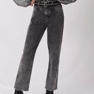 Maje Pierre High Raise Acid Washed jeans in Anthracite size 42